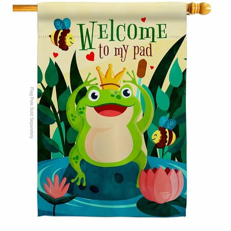 CUADRILATERO Frog Welcome Animals Critter 28 x 40 in. Double-Sided Vertical House Flags for  Banner Garden CU3912164